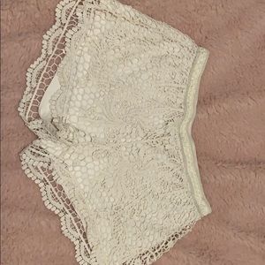 White lace shorts